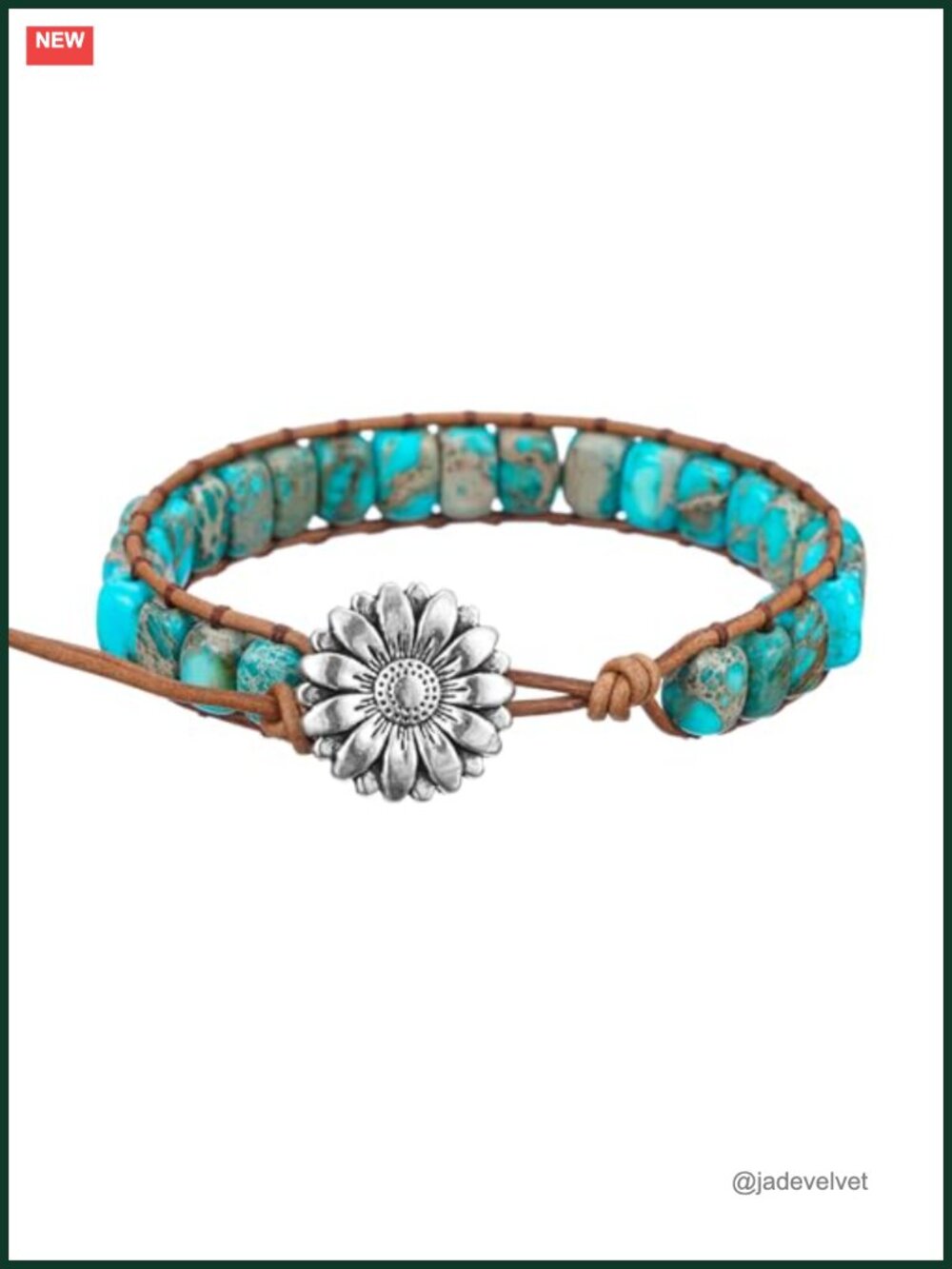 Women's Handmade Natural Stone Crystal Leather Wrap Bracelet, Imperial Jasper